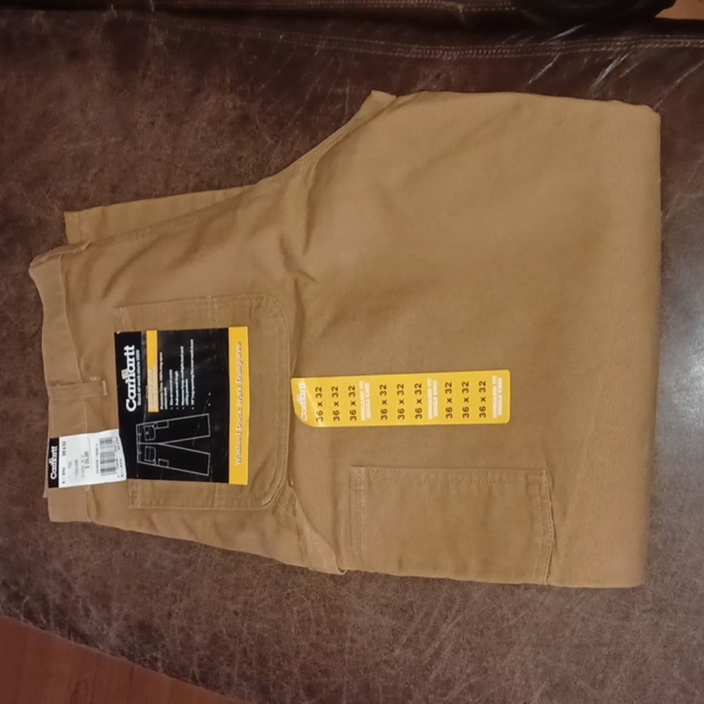 Carhartt Washed Duck Work Dungaree Pants /BRN/36X32